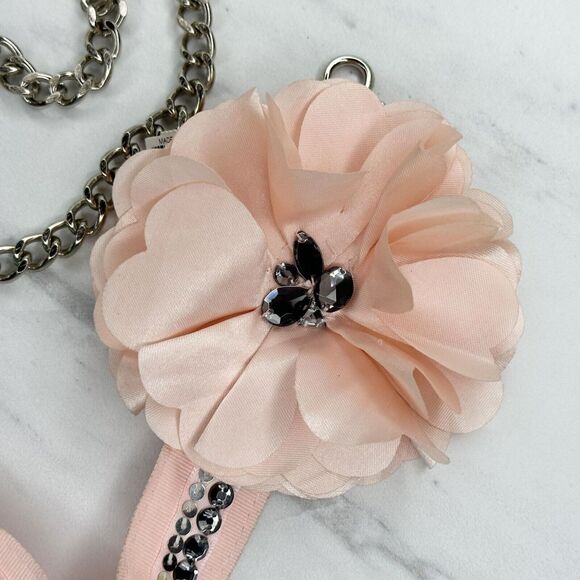 New York & Company Pink Flower Chain Link Belt Silver Tone Large/XL (L/XL) ✨ - Picture 2 of 12